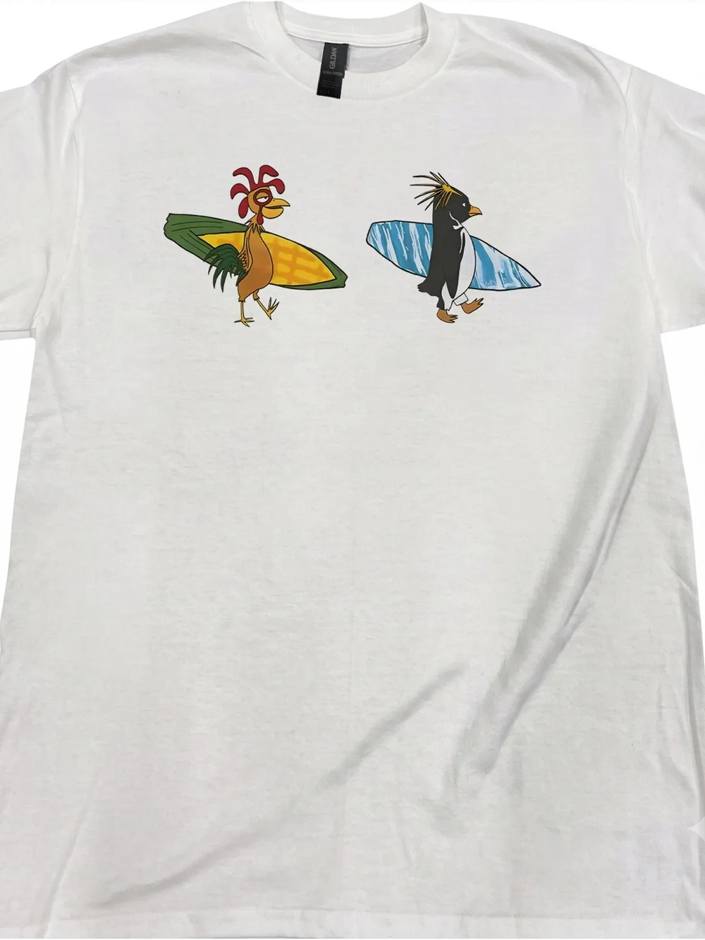 White Surf's Up Chicken Joe Custom Graphic T-Shirt Y2K - Picture 1 of 4